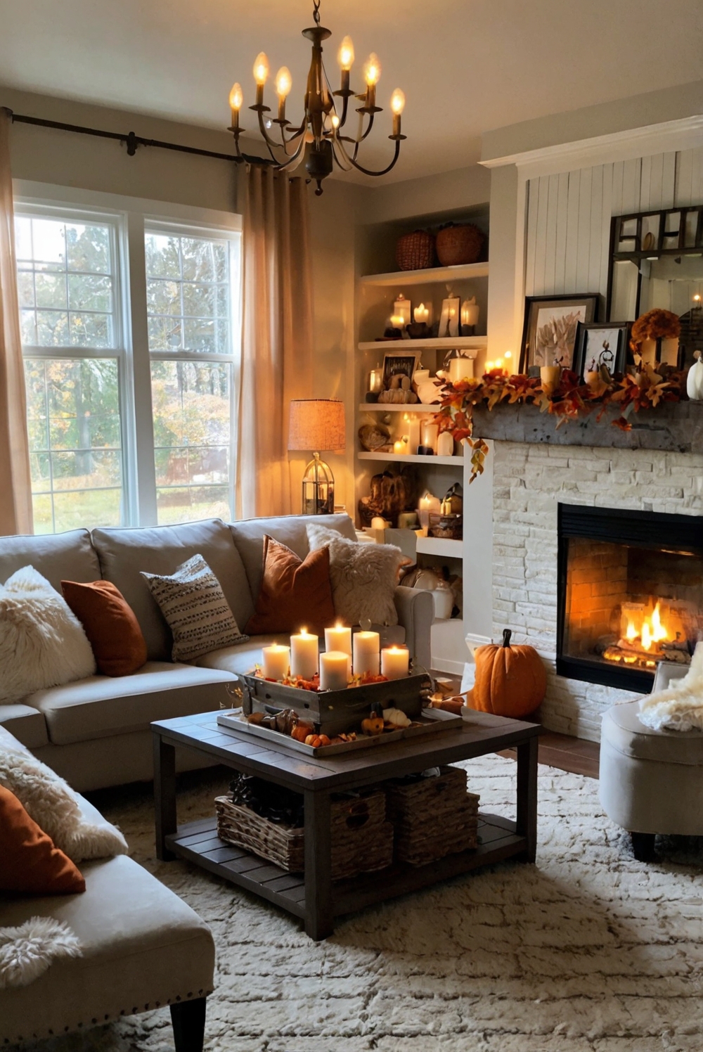 fall decor, living room makeover, home decor ideas, seasonal decorations, autumn interior design