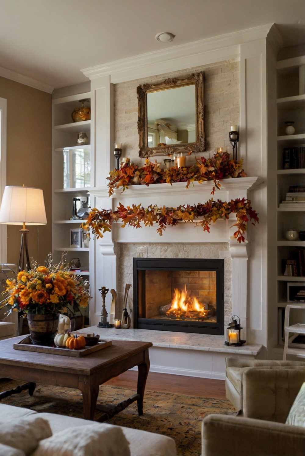 Fall fireplace decor, Fall mantel ideas, Mantel design, Fireplace decorations, Autumn mantel décor