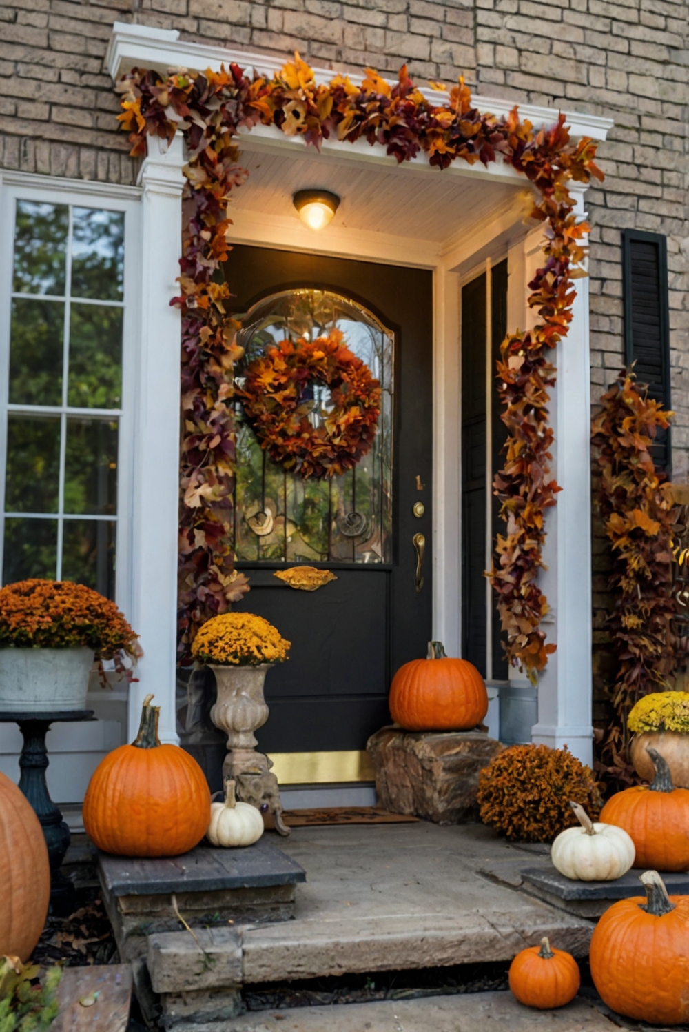 Fall porch decor, Outdoor autumn decorations, Front door fall decorations, Autumn wreath ideas, Harvest porch display