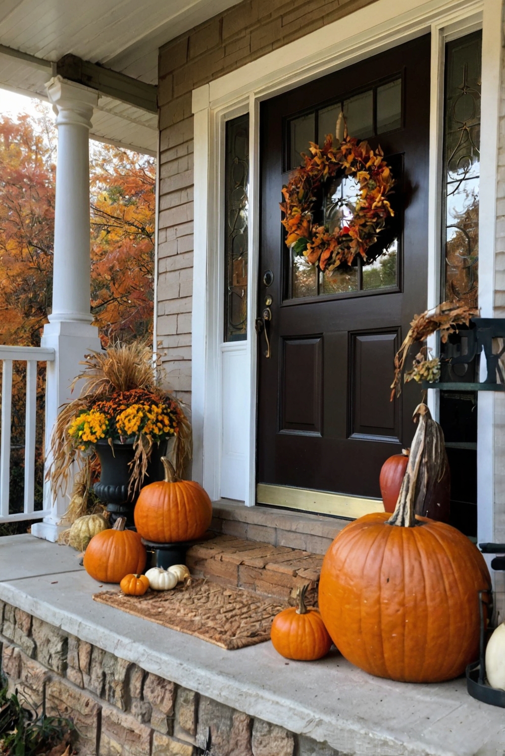 fall porch decor, autumn front porch, outdoor fall decorations, fall porch ideas, fall porch decorating