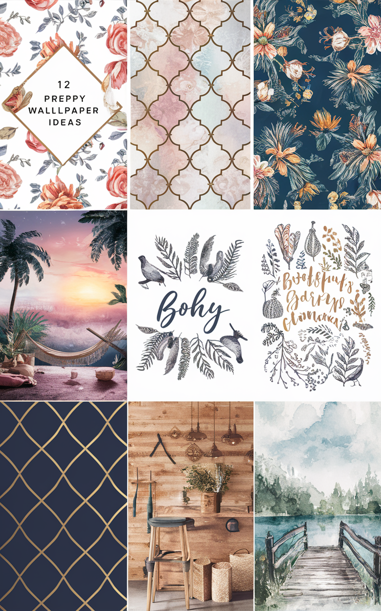 boho chic wallpaper, modern boho wallpaper, preppy wallpaper designs, trendy boho patterns, boho wallpaper inspiration