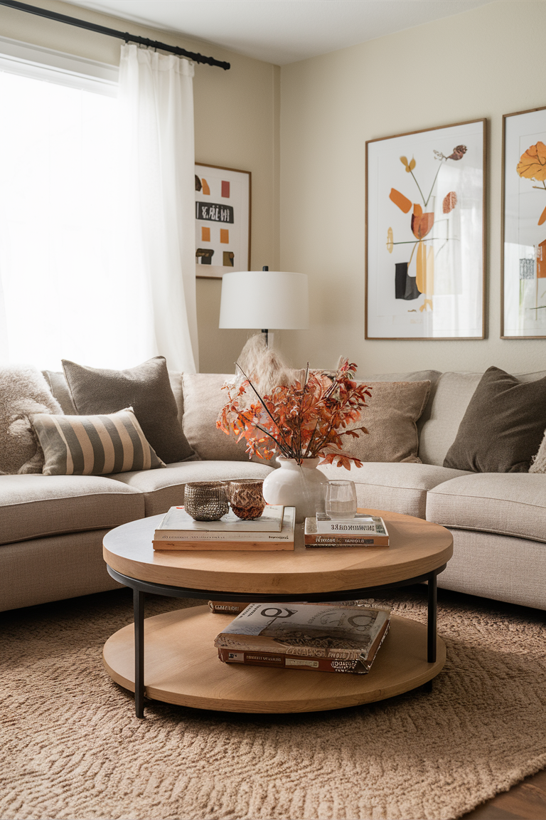 fall decor, coffee table styling, seasonal centerpiece, autumn home accents, elegant tablescapes