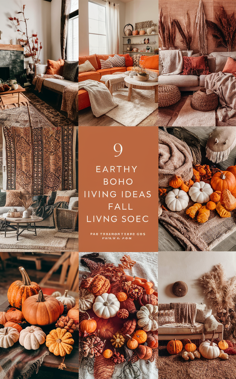 earthy home decor, bohemian interior design, fall home ideas, cozy living room decor, rustic chic decor