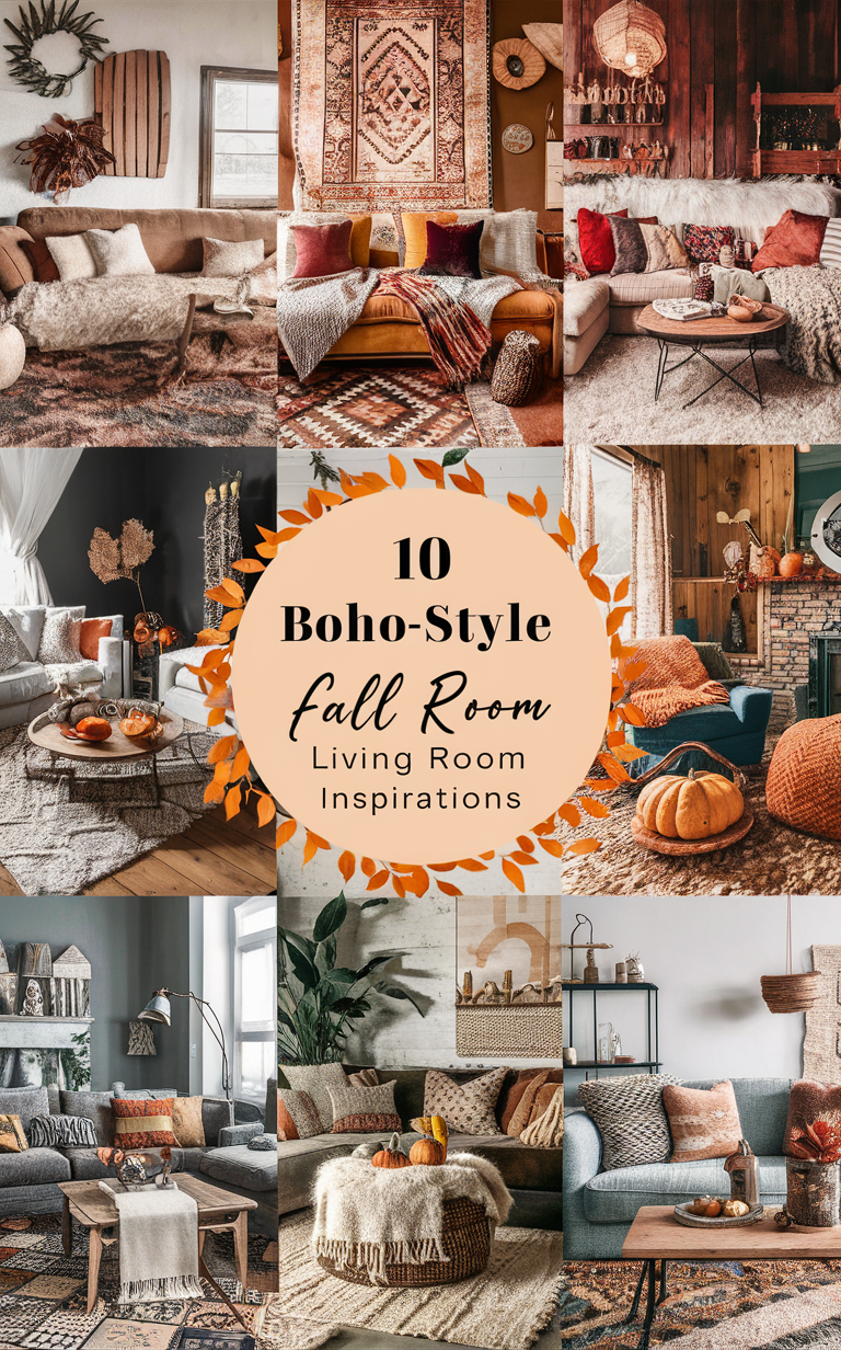 Boho decor, Fall home decor, Bohemian style, Living room inspiration, Cozy interior