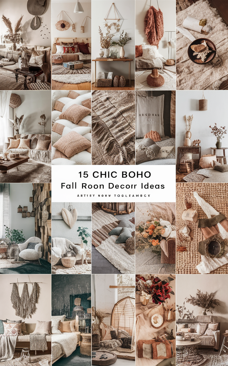 boho chic room decor, bohemian home accessories, trendy boho decor, stylish fall room decor, modern boho interiors