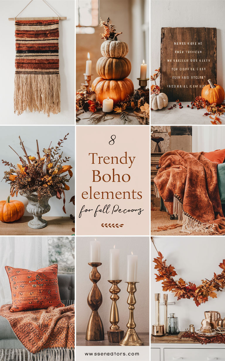 boho decor, fall decor, bohemian style, boho chic, autumn home decor