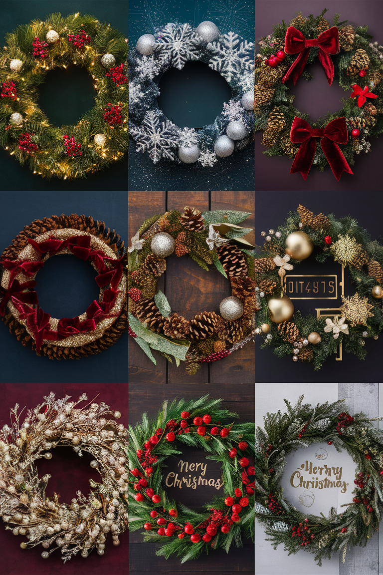 Christmas wreaths, holiday decorations, festive door decor, winter wreaths, elegant holiday wreaths