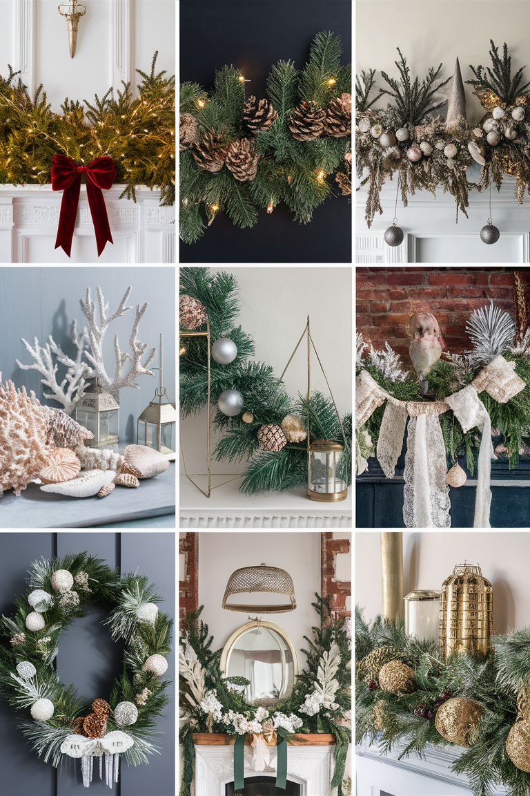 Stunning Mantel Garland Ideas, Cozy Holiday Vibe, Festive Mantel Decor, Christmas Mantel Inspiration, Elegant Holiday Garland