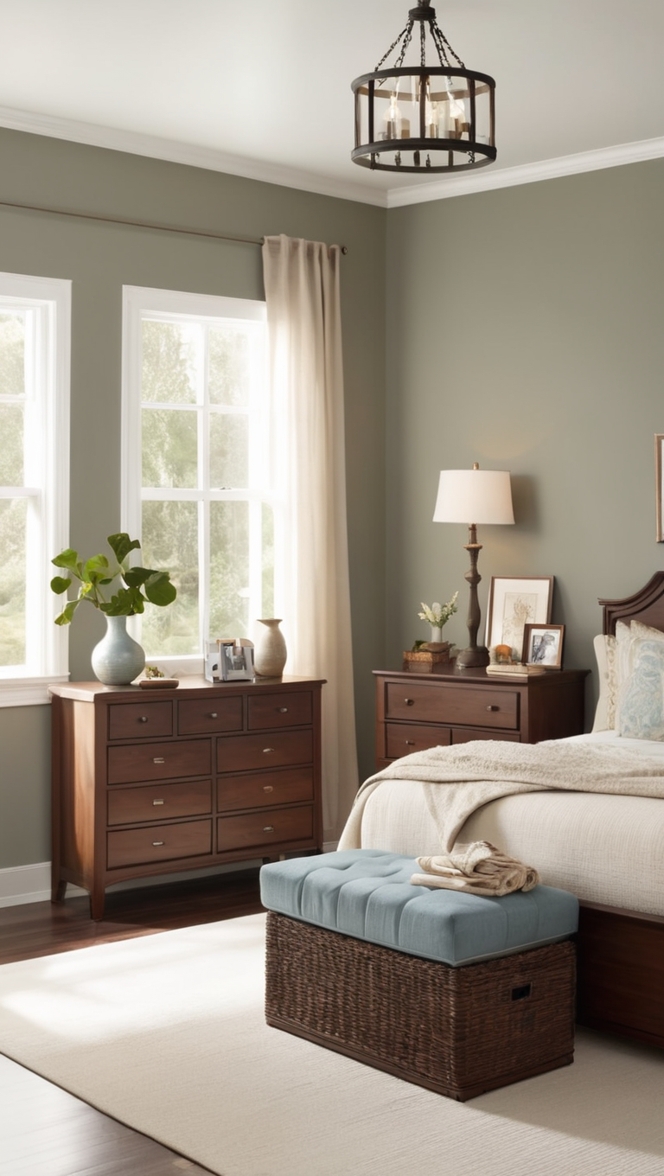 Dark wood furniture, Solid wood bed, Wooden wardrobe, Antique oak dresser, Rustic wooden nightstand