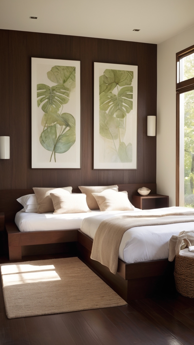 Dark wood furniture, Solid wood bed, Wooden wardrobe, Antique oak dresser, Rustic wooden nightstand