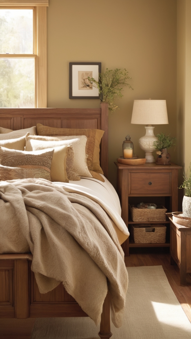 cozy bedroom decor, earthy bedroom ideas, rustic bedroom design, natural bedroom colors, minimalist bedroom style
