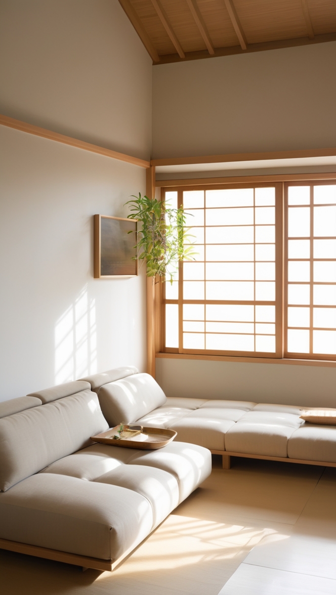 japanese home decor, zen interior design, modern tatami room, serene japanese living room, minimalistic decor