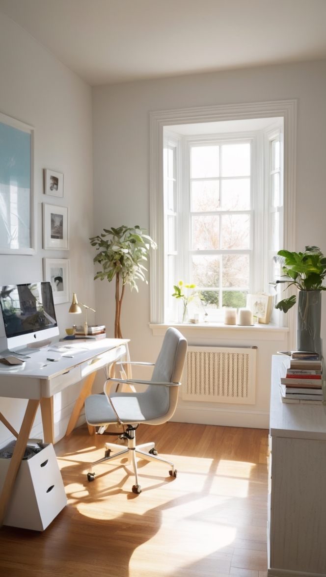 quarto com home office escritório em casa, decoração de home office, móveis para home office, cantinho de estudo, mesa para home office