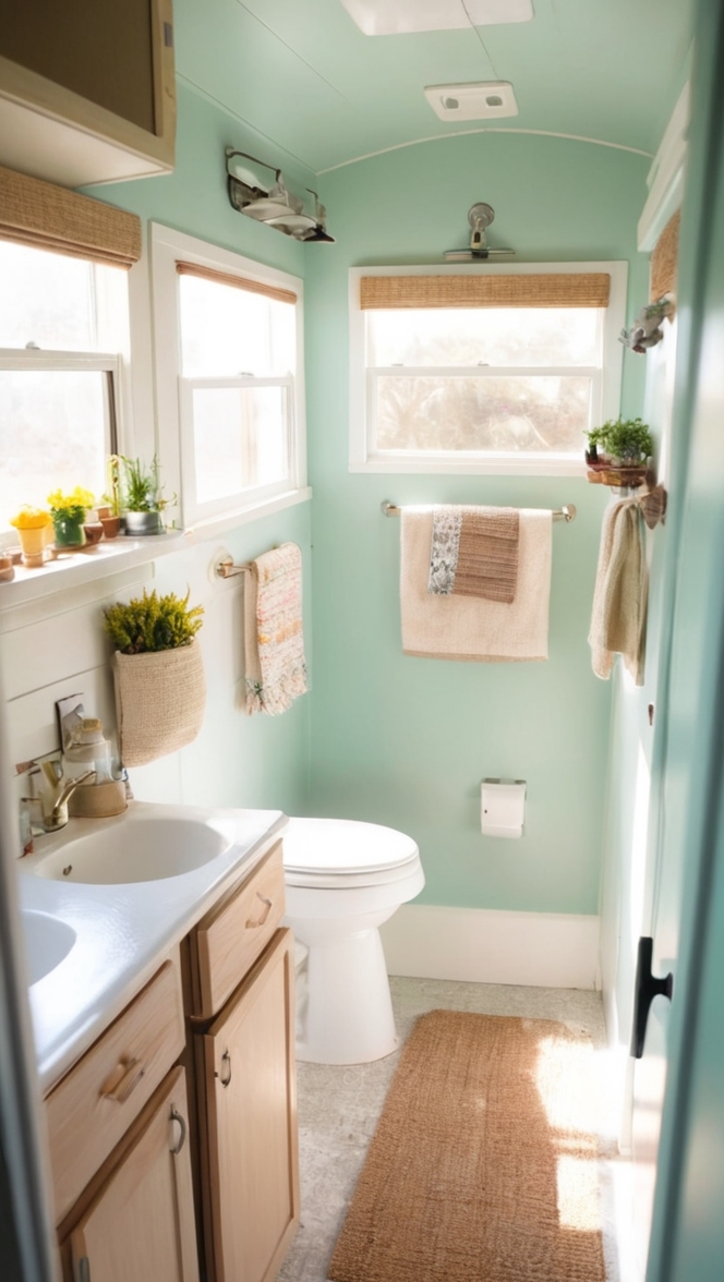 small camper remodel, small trailer renovation, camper bathroom renovation, compact RV makeover, tiny camper redesign