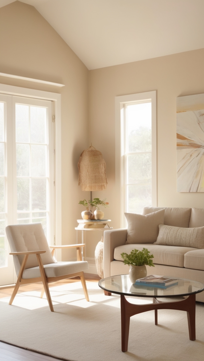 minimalist decor, modern living room, neutral tones, Scandinavian design, elegant interiors