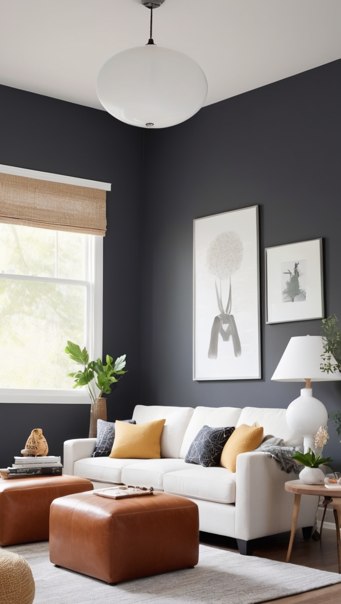 modern black living room, minimalist home decor, black interior design, contemporary living room, stylish minimalist furniture