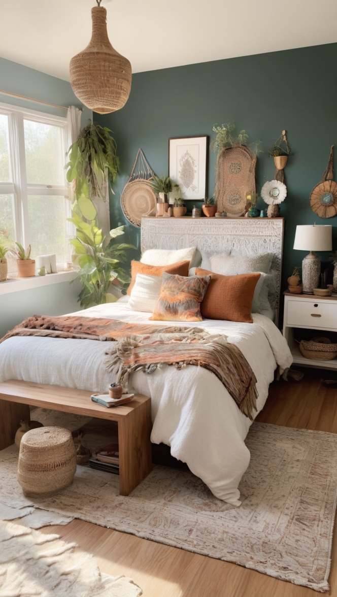 boho bedroom decor, bohemian bedroom ideas, witchy home decor, mystical bedroom design, eclectic bedroom style