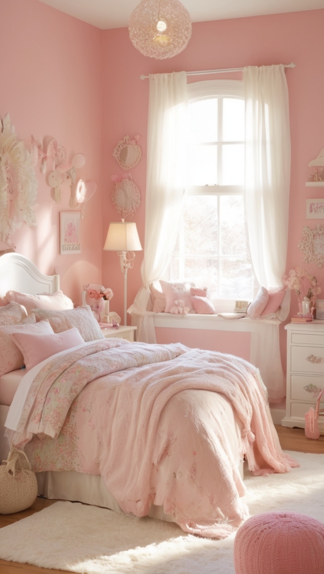 stylish bedroom decor, feminine bedroom design, chic girl's room, trendy bedroom ideas, elegant sleep space