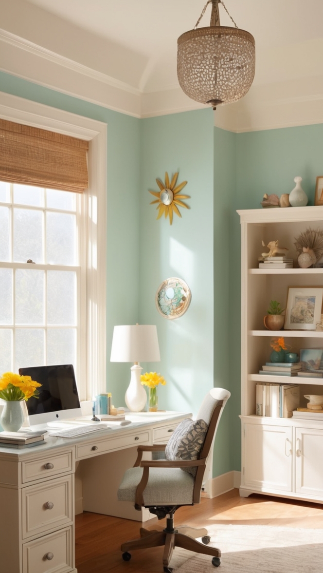 cozy office decor, home office inspiration, work from home set up, stylish workspace, modern office design