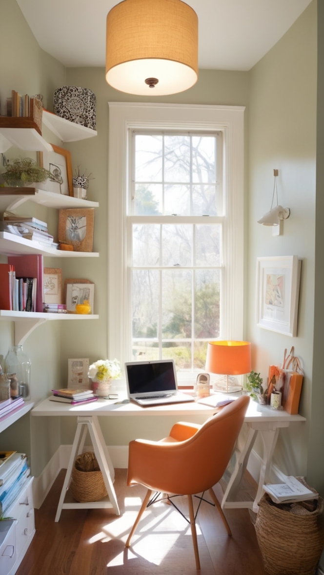 cozy home office decor, home office design, work from home setup, stylish home office, comfortable work space