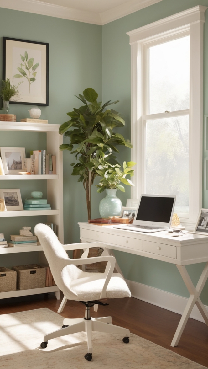 home office design, comfortable workspace, stylish office decor, productive office layout, modern office furniture