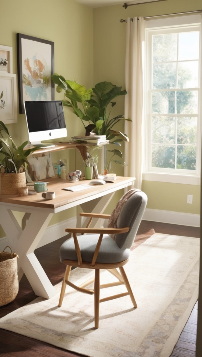 cozy home office decor, home office accessories, comfortable work from home, stylish home office furniture, productive home office setup