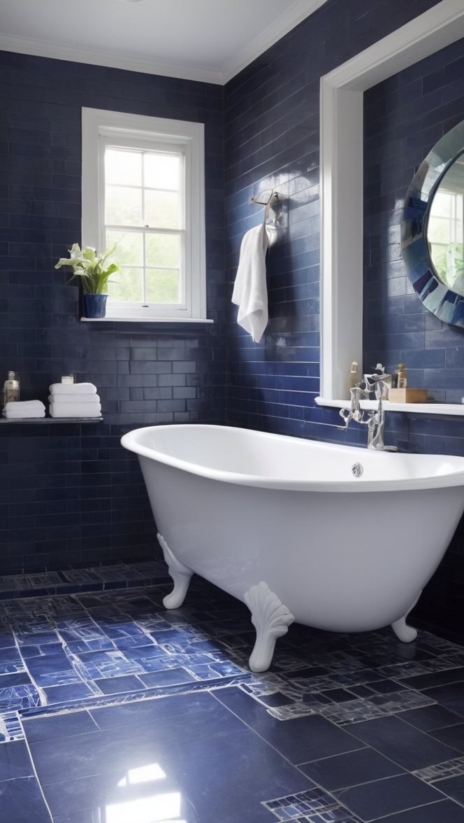 blue bathroom tiles, navy blue tiles, ceramic bathroom tiles, dark blue ceramic tiles, navy blue bathroom tiles
