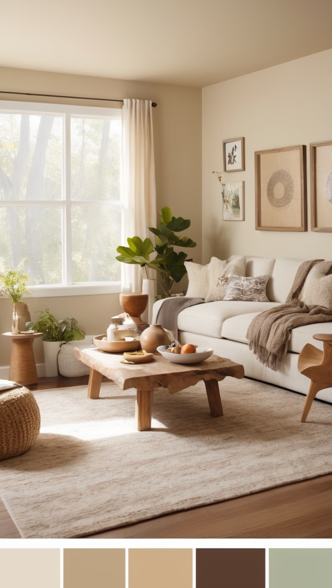 minimalist home decor, modern earthy living room, simple living room design, natural minimalist interior, neutral color palette