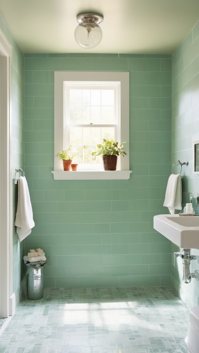 green tiles, bathroom renovation, eco-friendly tiles, sustainable flooring, natural stone tiles