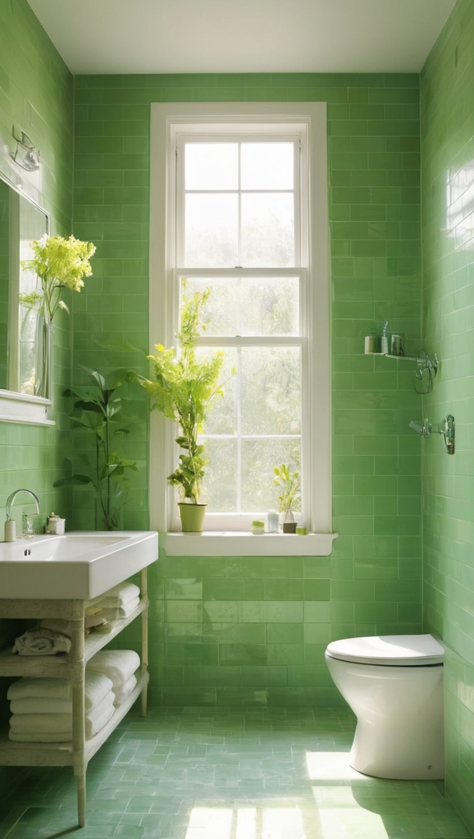 green tiles, bathroom renovation, eco-friendly tiles, sustainable flooring, natural stone tiles