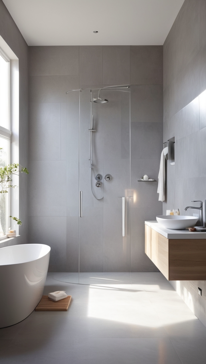 grey floor tiles, modern bathroom tiles, slate bathroom tiles, large grey tiles, mosaic bathroom tiles