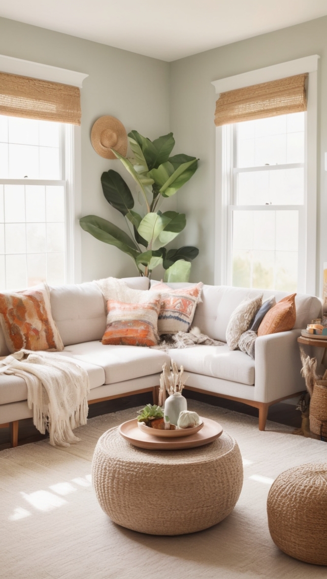 minimalist living room decor, bohemian home decor, modern boho living room, contemporary boho design, urban minimalist interior