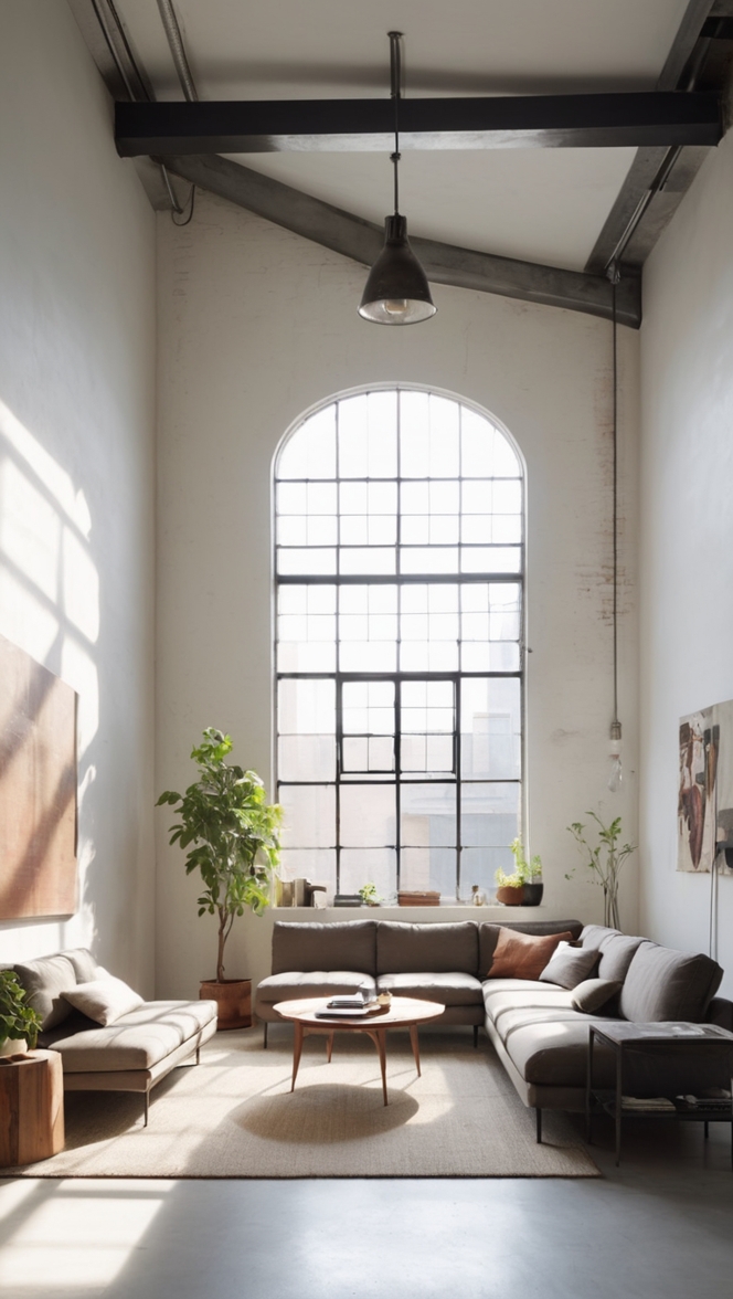 industrial modern sofa, industrial living room decor, minimalist industrial furniture, industrial interior design, minimalist industrial lighting