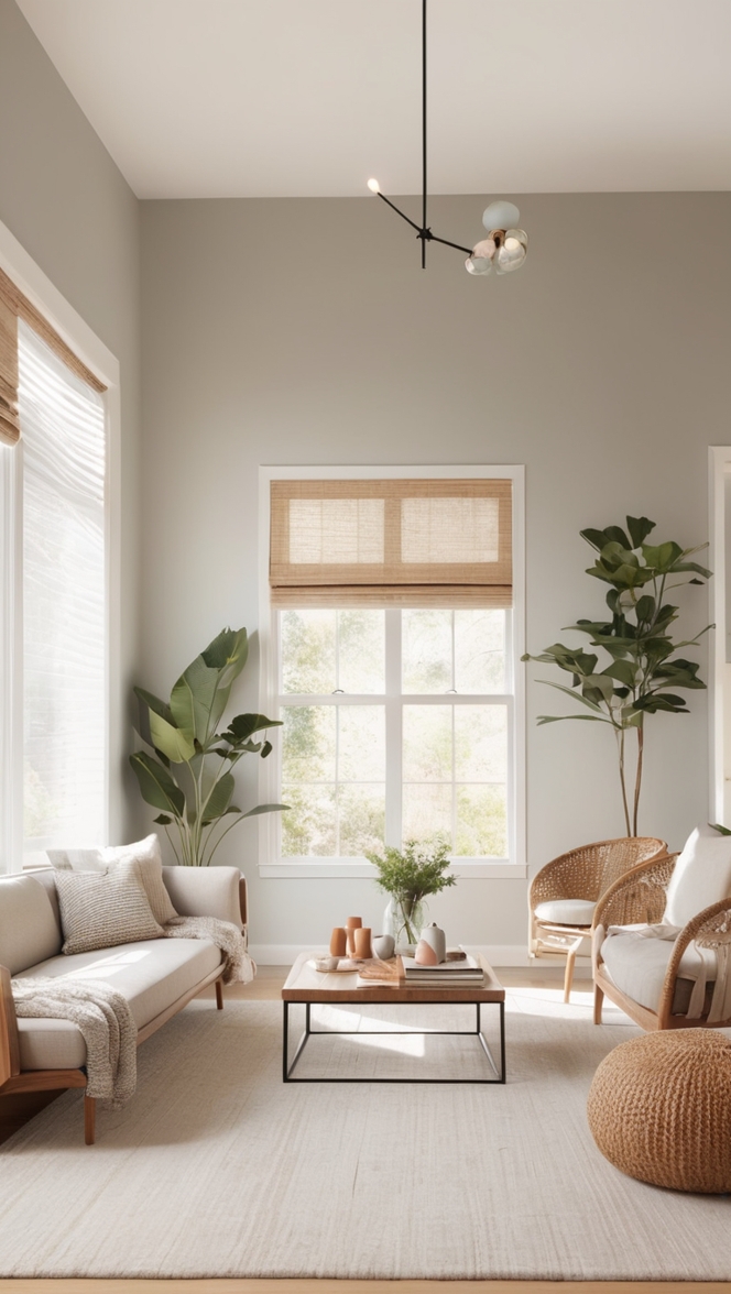 minimalist living room decor, modern japandi design, scandinavian inspired interior, zen style home, clean aesthetic space