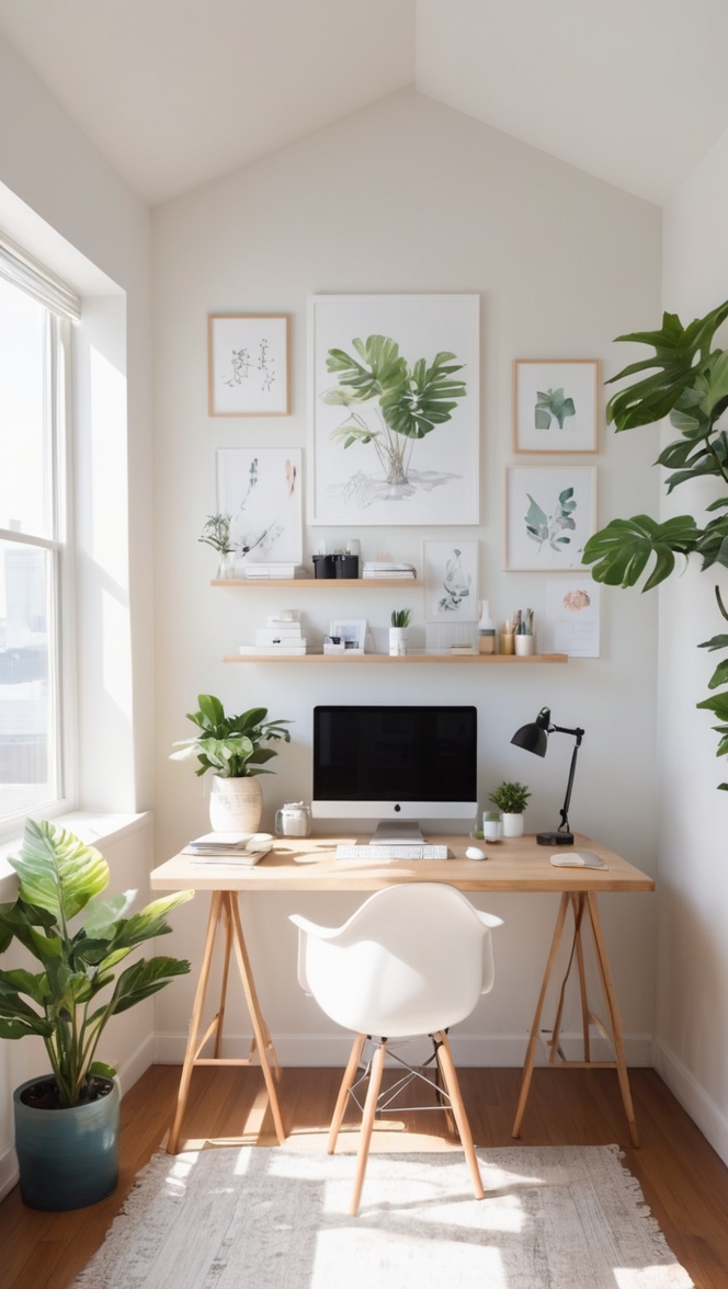 home office setup, comfortable office chair, efficient office space, ergonomic keyboard, adjustable standing desk