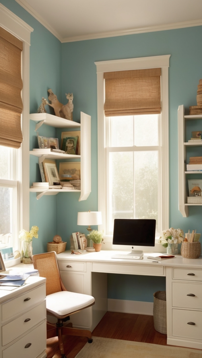 small home office organization, small home office decor, small home office design, cozy home office setup, cozy home office space