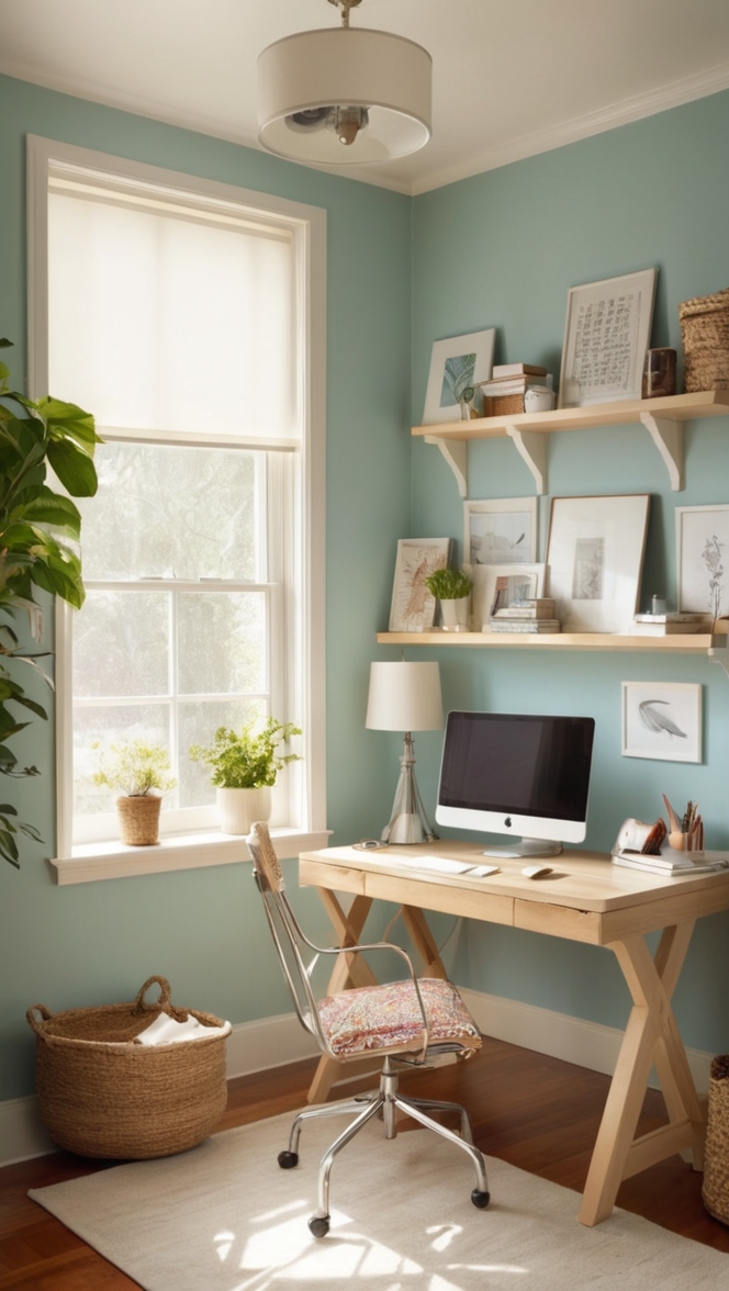 small home office organization, small home office decor, small home office design, cozy home office setup, cozy home office space