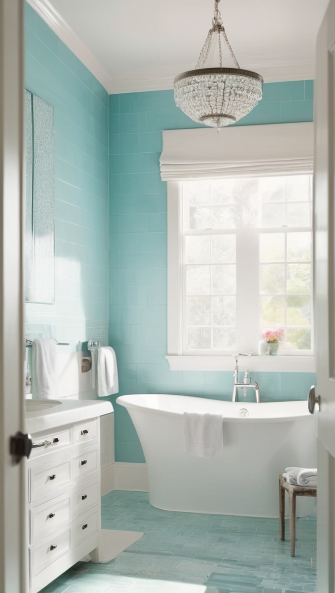 blue bathroom tiles,  aqua bathroom tiles, teal bathroom tiles, ocean bathroom tiles, cyan bathroom tiles