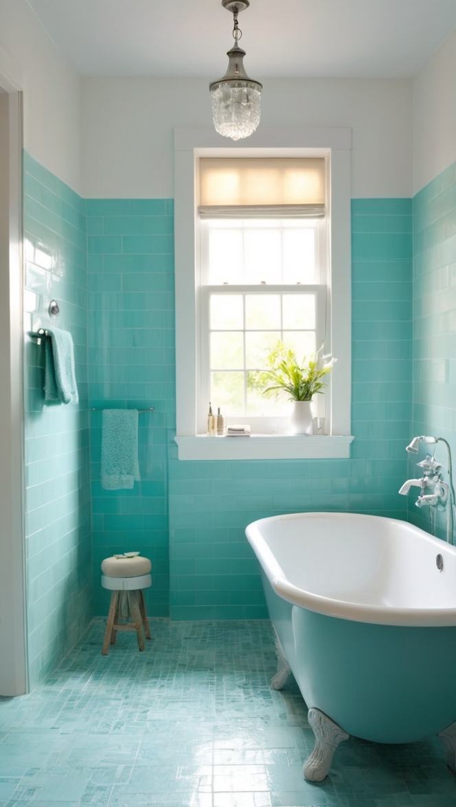 blue bathroom tiles, aqua bathroom tiles, teal bathroom tiles, ocean bathroom tiles, cyan bathroom tiles
