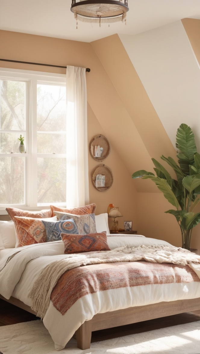 bohemian bedroom decor, boho chic bedding, cozy boho bedroom, modern bohemian bedroom, stylish bohemian interior