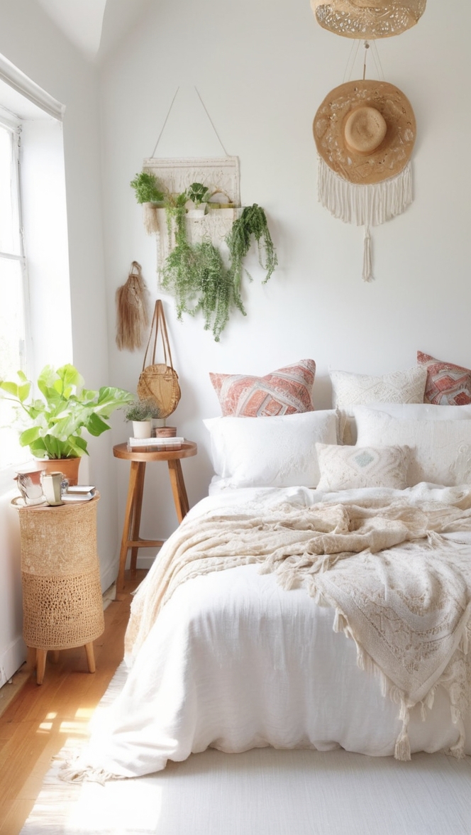boho chic bedroom, bohemian bedroom decor, modern boho bedroom, boho style bedroom, boho bed frame