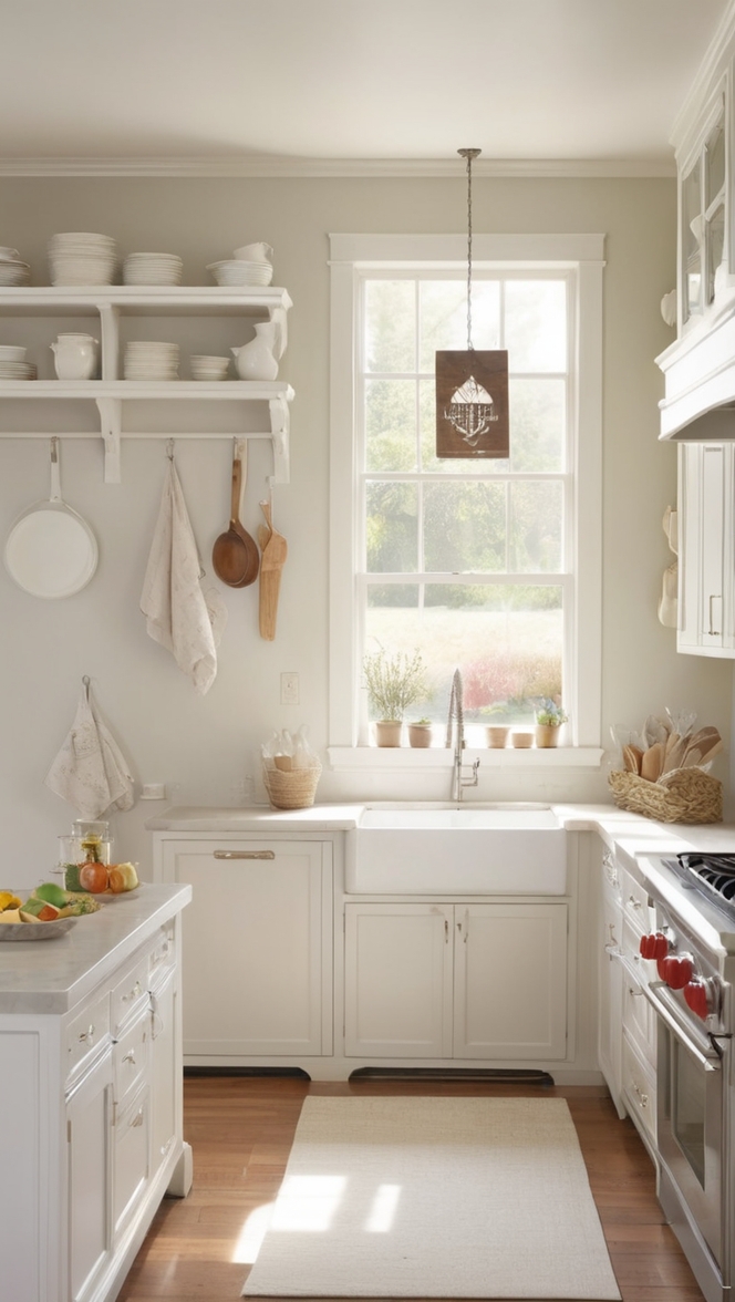 white kitchen cabinets, custom kitchen design, farmhouse kitchen decor, modern farmhouse sink, vintage kitchen appliances