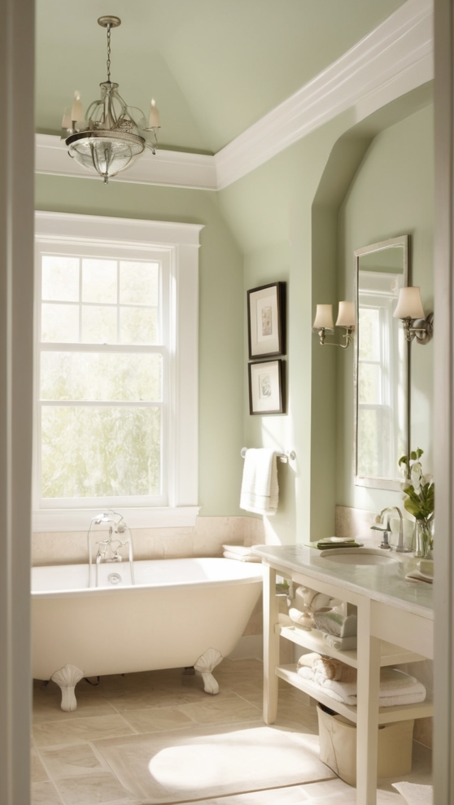 green bathroom decor, beige wall tiles, elegant bathroom design, luxury bathroom accessories, stylish bathroom renovation