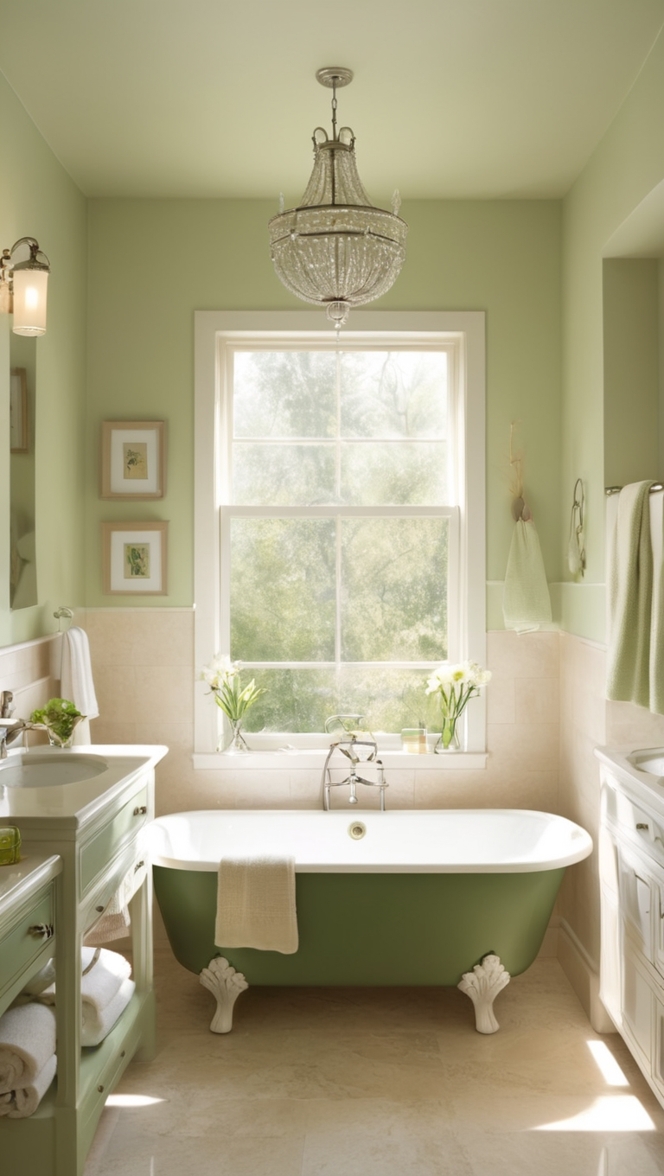 green bathroom decor, beige wall tiles, elegant bathroom design, luxury bathroom accessories, stylish bathroom renovation