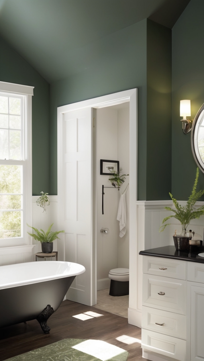 dark green bathroom ideas, black bathroom accessories, luxury bathroom design, modern bathroom decor, elegant bathroom fixtures