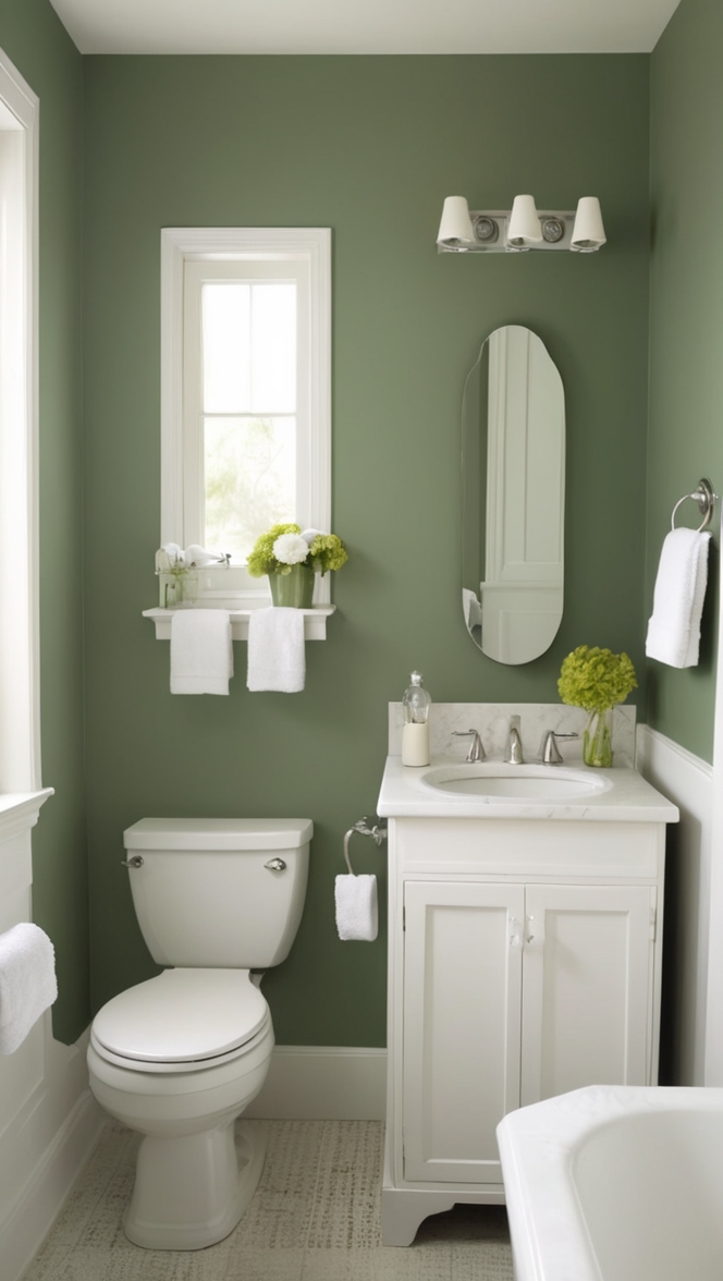 green bathroom decor, 
green bathroom tiles, 
emerald green bathroom, 
olive green bathroom, 
sage green bathroom
