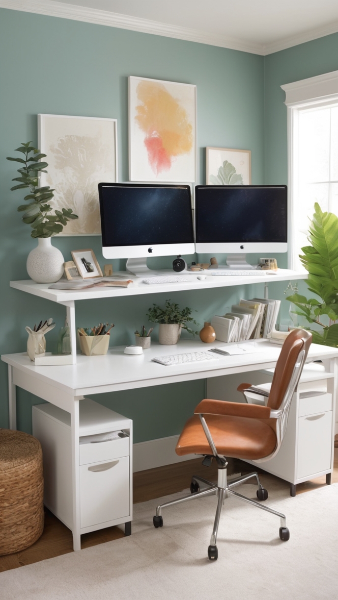 dual monitor arm, dual monitor setup, home office monitor display, dual monitor stand, dual screen desk arrangement