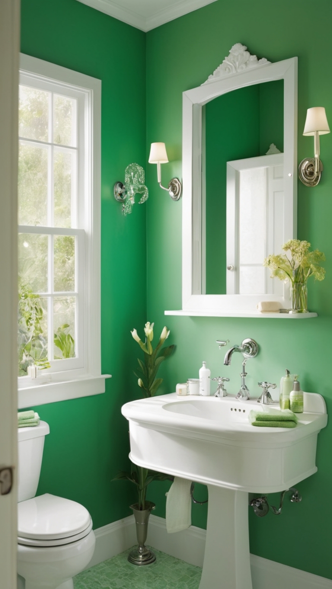 emerald green tiles, emerald green wallpaper, emerald green accessories, emerald green paint, emerald green decor