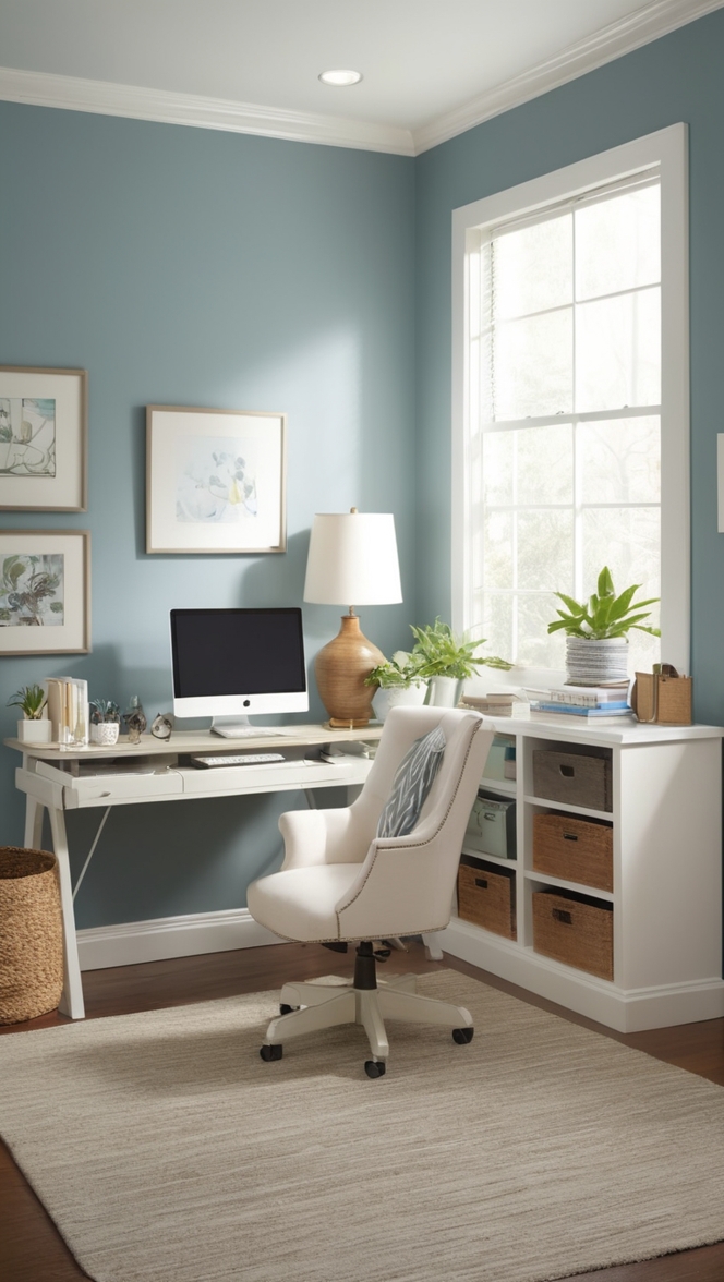 home office computer desk, gaming chair, ergonomic chair, dual monitor setup, wireless keyboard