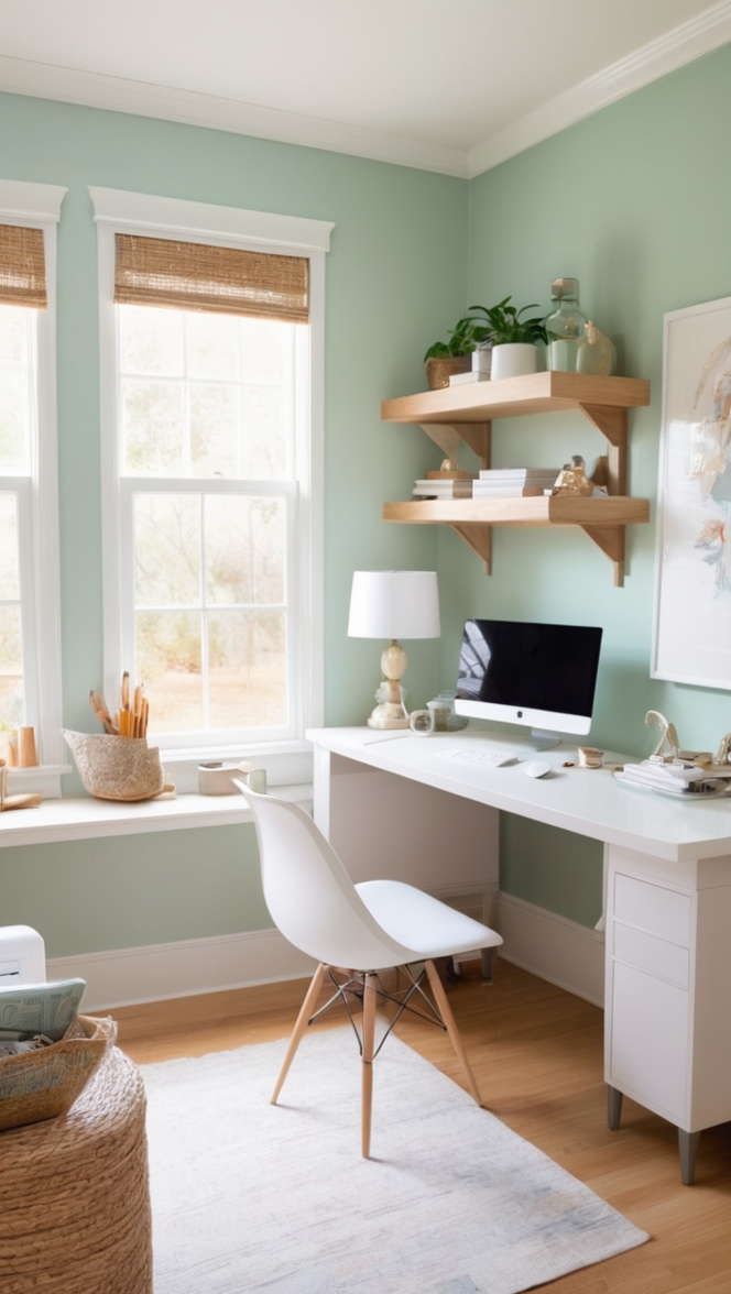 home office furniture, ergonomic office chair, dual monitor setup, standing desk, office organization